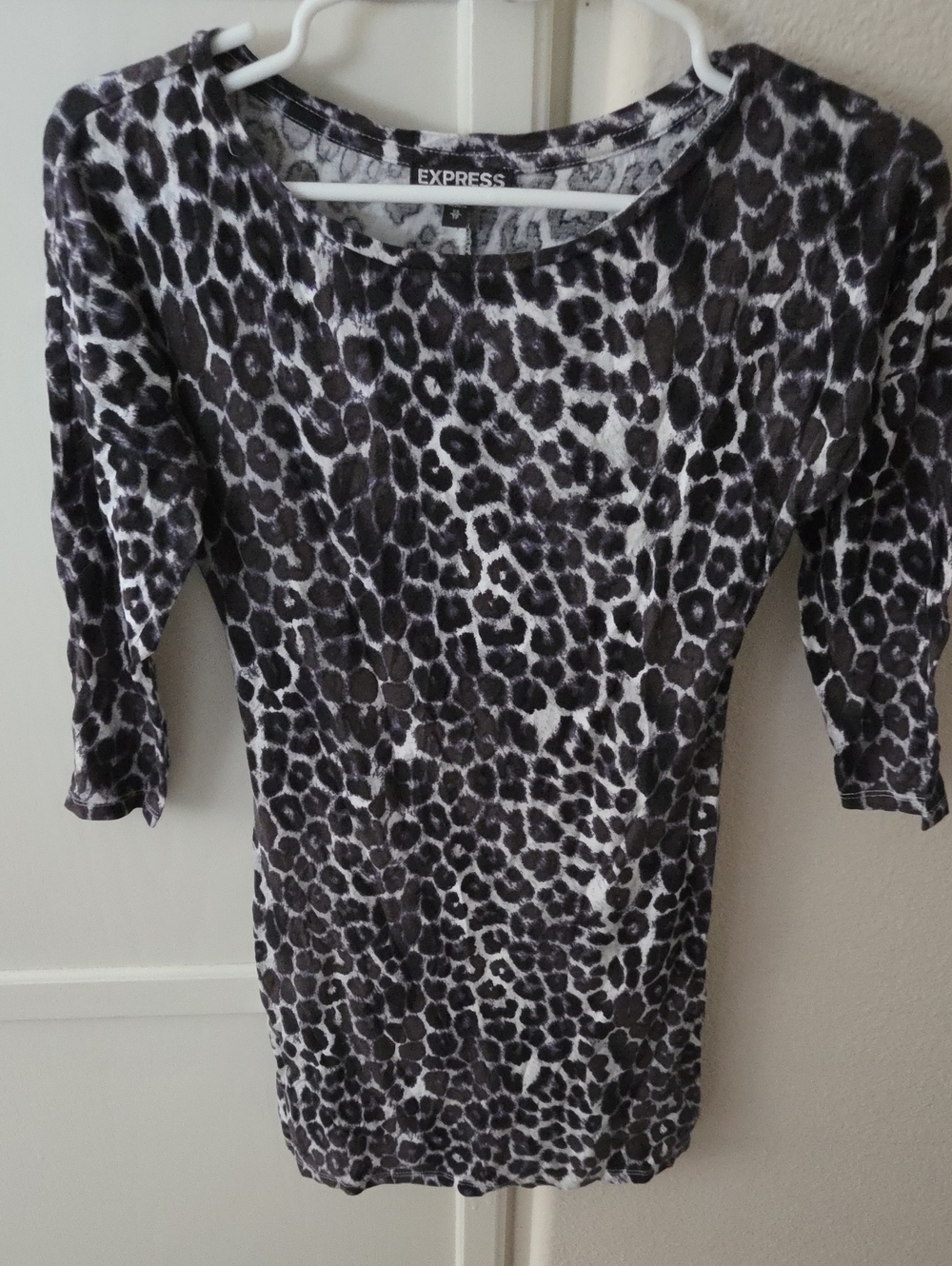 Express Snow Leopard Print Scoop Neck Dress